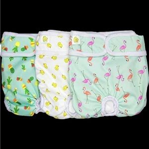 Reusable Washable Medium Dog Diapers pack of 3.  Large waist size 14”-20” New.